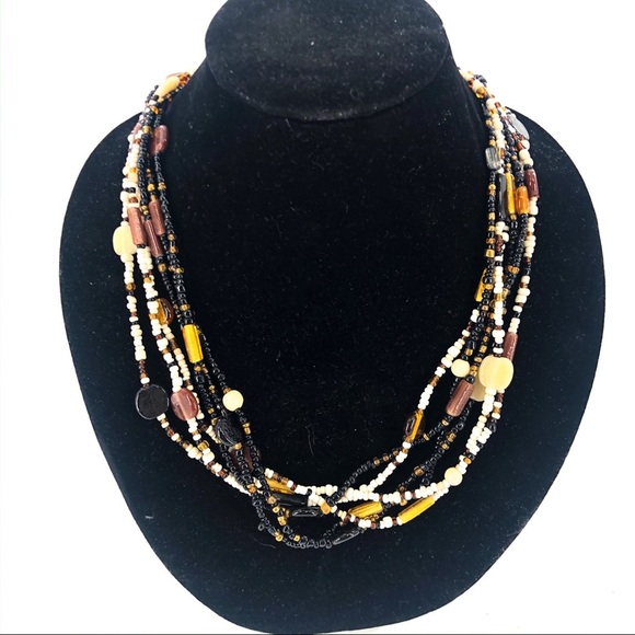 NEW Handmade Layered Brown Bead Necklace - Picture 1 of 4